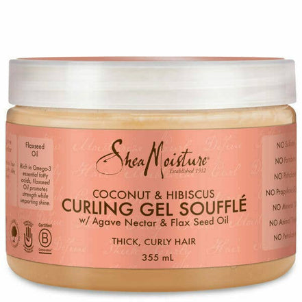 Shea Moisture Gel Soufflé Boucles et Brillance Noix de Coco et Hibiscus 326ml