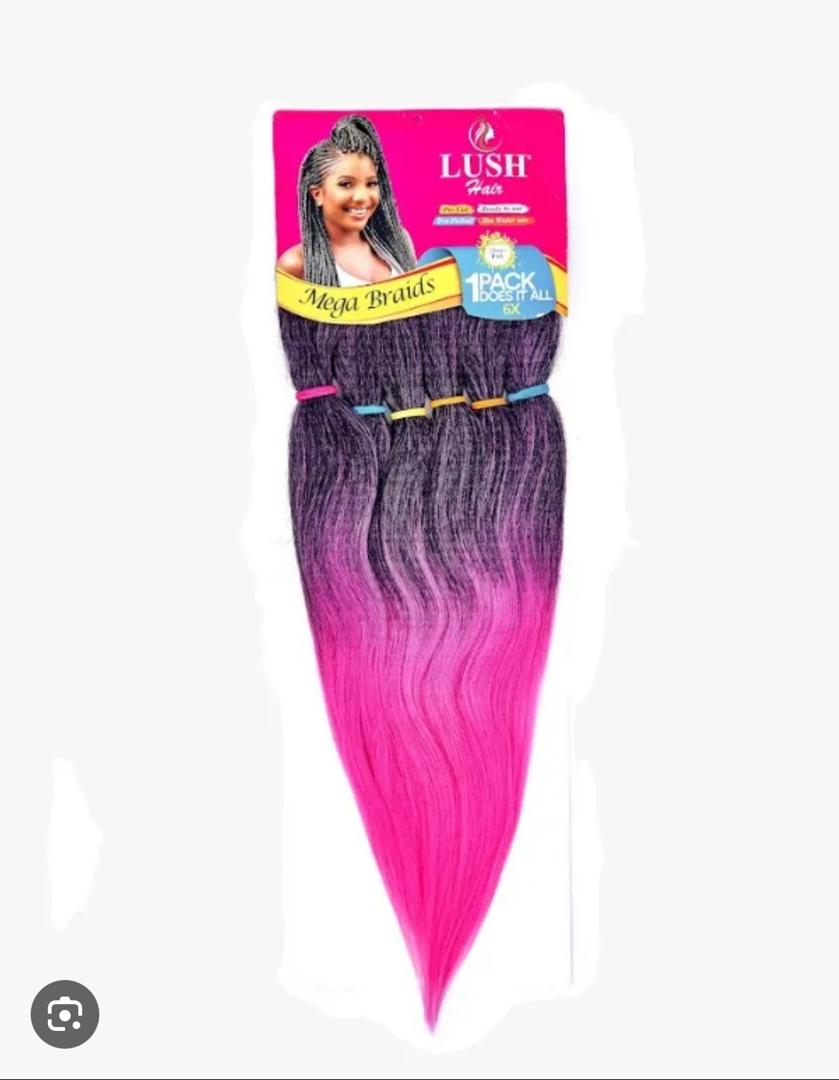 Lush MEGA BRAIDS 6X Extensii Sintetice Ombré Negru-Roz pentru Împletituri