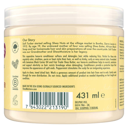 Balsam fără Clătire Reparator cu Ulei de Ricin Negru Shea Moisture Jamaican Black Castor Oil Leave-In, 431ml
