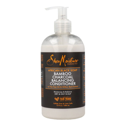 SheaMoisture African Black Soap Bamboo Charcoal Balsam Hidratant pentru Descurcare și Echilibrarea Scalpului, 384ml/13oz