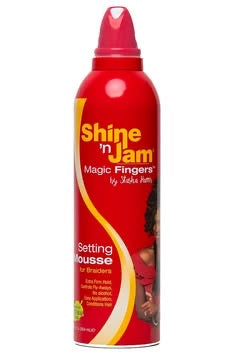 Ampro Shine ’N Jam Magic Fingers Setting Mousse pentru Împletituri, Fixare Extra Fermă și Controlul Firelor Rebele, 354 ml