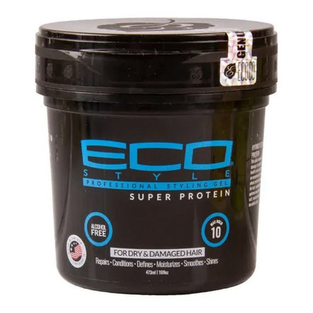 Eco Style Super Protein Styling Gel pentru Fixare, Volum și Strălucire, Ideal pentru Păr Fin sau Slăbit, 437 ml