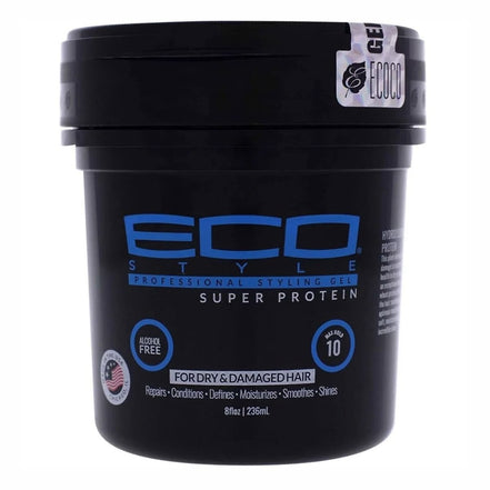 Eco Style Super Protein Styling Gel pentru Fixare, Volum și Strălucire, Ideal pentru Păr Fin sau Slăbit, 235 ml