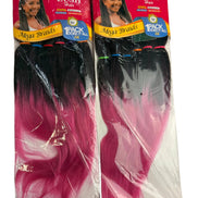 Lush MEGA BRAIDS 6X Extensii Sintetice Ombré Negru-Roz pentru Împletituri