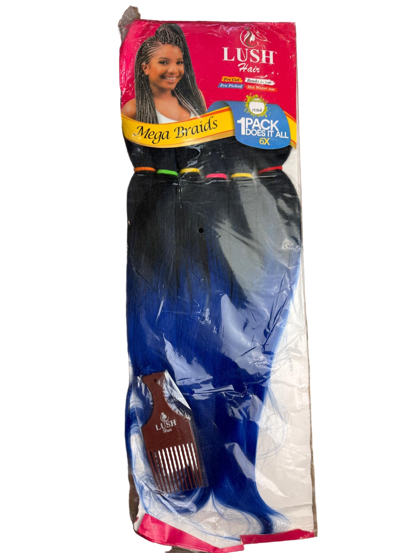 Extensii Lush culoarea 1/B negru-albastru  păr sintetic premium, moale și rezistent, ideal pentru box braids, twists și împletituri afro.